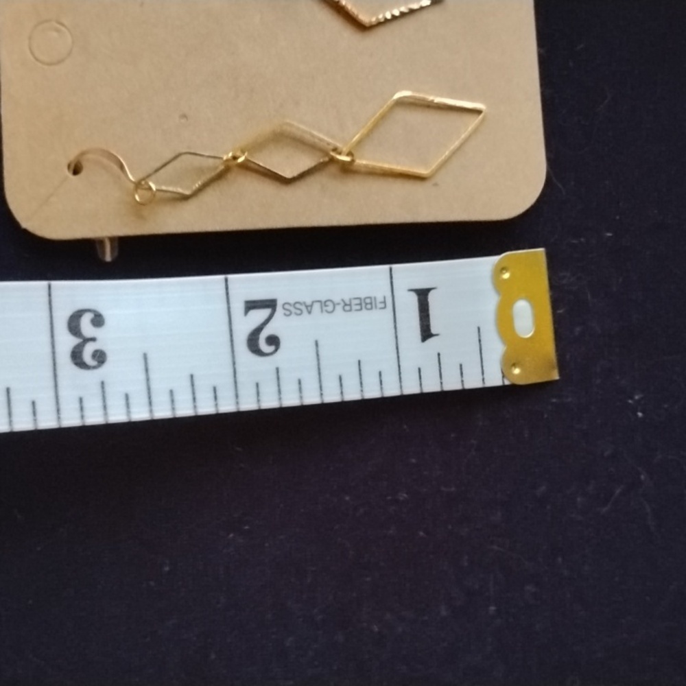 Hand Crafted Elegant Gold Geometric Diamond Cut Earrings - Picture 5 of 5